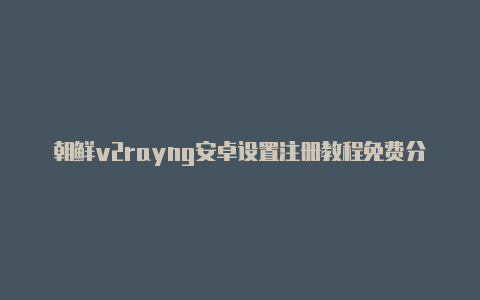 朝鲜v2rayng安卓设置注册教程免费分享