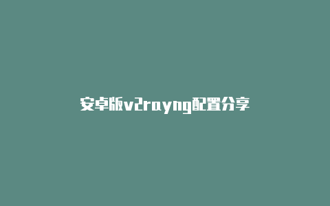 安卓版v2rayng配置分享