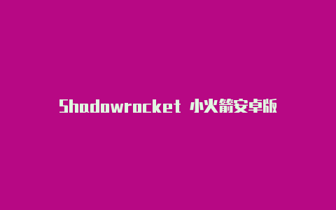 Shadowrocket 小火箭安卓版-v2rayng