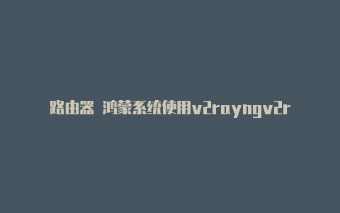 路由器 鸿蒙系统使用v2rayngv2rayn 无法访问谷歌商店-v2rayng