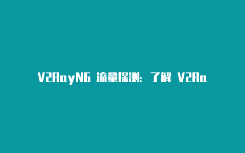 V2RayNG 流量探测：了解 V2RayNG 中的流量监测功能-v2rayng