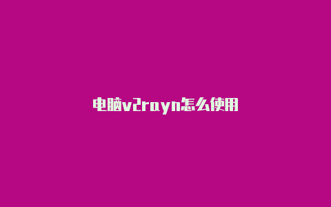 电脑v2rayn怎么使用