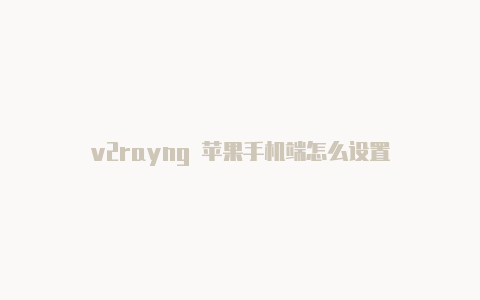 v2rayng 苹果手机端怎么设置-v2rayng