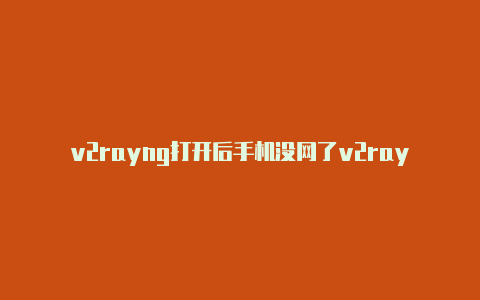 v2rayng打开后手机没网了v2rayn电脑版