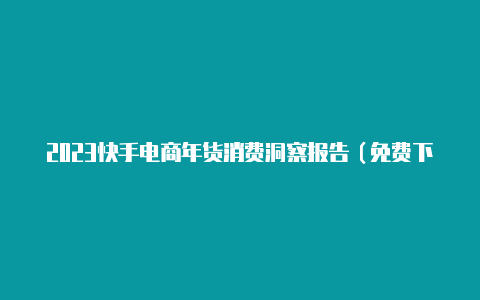 2023快手电商年货消费洞察报告(免费下载)【v2rayng热点】