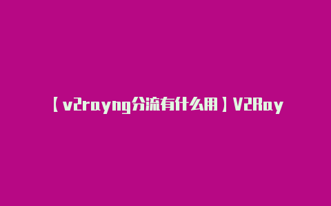 【v2rayng分流有什么用】V2Rayng 本身