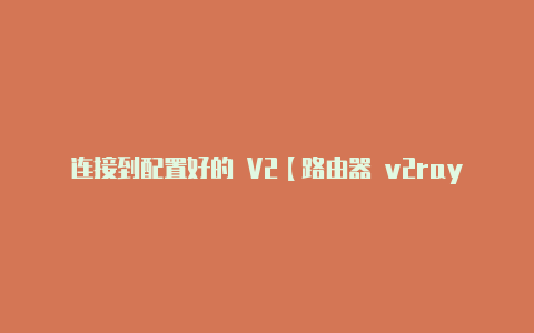 连接到配置好的 V2【路由器 v2rayn 无法访问谷歌商店】