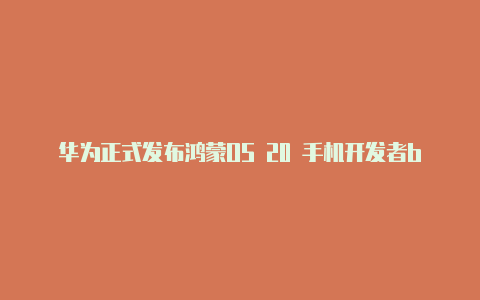 华为正式发布鸿蒙OS 20 手机开发者beta版【v2rayng耗电快】