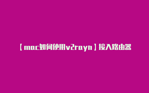 【mac如何使用v2rayn】接入路由器