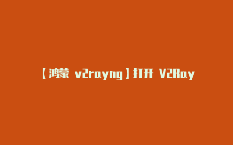 【鸿蒙 v2rayng】打开 V2RayNG