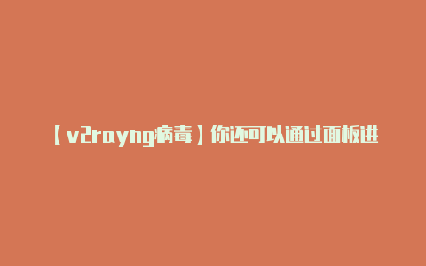 【v2rayng病毒】你还可以通过面板进行