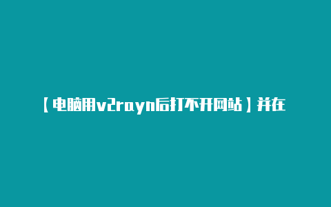 【电脑用v2rayn后打不开网站】并在 Assets附