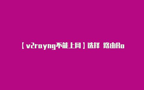 【v2rayng不能上网】选择 路由Routi