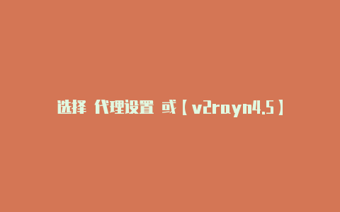 选择 代理设置 或【v2rayn4.5】-v2rayng