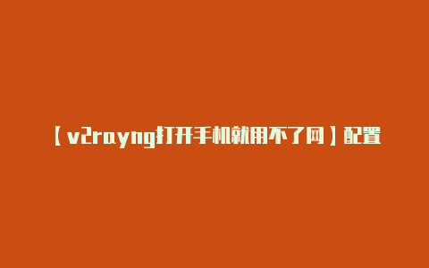 【v2rayng打开手机就用不了网】配置监听端口传输协议