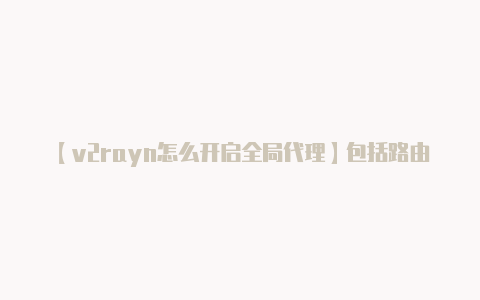 【v2rayn怎么开启全局代理】包括路由传输协议伪装
